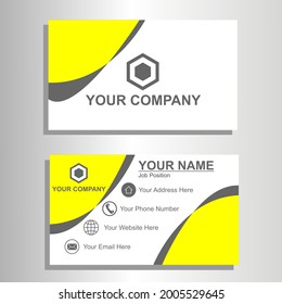 Vector Graphic Of Bussines Card Design, With Yellow, White And Grey Colour. Perfect To Use For Your Company Bussines Card.