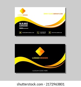 Vector Graphic Of Bussines Card Design, With Modern Black, Orange, Yellow And White Color Scheme. Perfect To Use For Name Card Bussines Company.