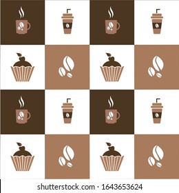 Vector Gráfico del patrón de café de negocios, fondo, papel tapiz
con una combinación moderna de chocolate y color blanco