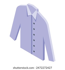 Vector graphic of a buttondown lilac shirt in isometric view, perfect for fashion designs