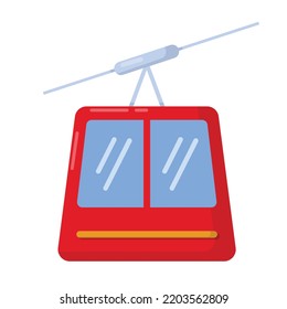 Vector graphic of cable car. Red cable car illustration with flat design style. Suitable for content design assets