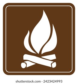 Vector graphic of campground sign indicating a  campfire