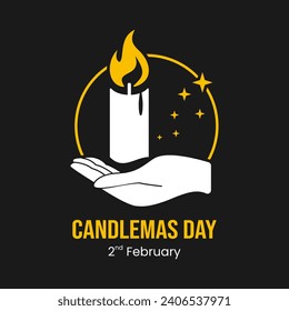Vector graphic of candle burning in hand logo suitable for Candlemas Day