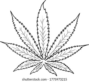 Vector Graphic Cannabis Line Art White Stock Vector (Royalty Free ...