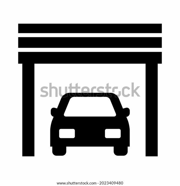 Vector Graphic of Car in Garage -\
Black Style - simple illustration. Editable stroke. Design template\
vector.outline style design.Vector graphic\
illustration