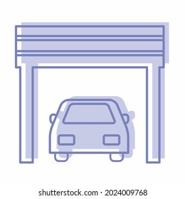 Vector Graphic of Car in Garage - Twins Style - simple illustration. Editable stroke. Design template vector.outline style design.Vector graphic illustration