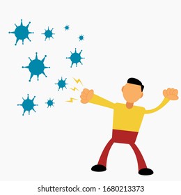 vector graphic cartoon character fight corona virus, perfect to place on medical and healthcare graphic asset