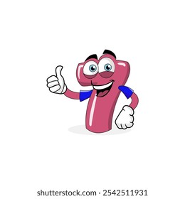 Vector graphic of a cartoon illustration of a cute number seven smiling with a thumbs up. This vector is perfect for templates, banners, stickers, advertisements, wallpapers, and branding etc.
