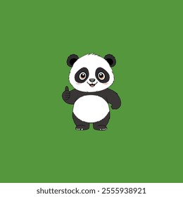 Vector graphic of a cartoon illustration of a cute panda giving a thumbs up. This vector is perfect for t-shirt designs, templates, banners, decorations, children's coloring books, covers and branding