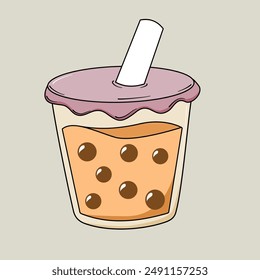 Vector graphic cartoon of milk tea boba bubble tea