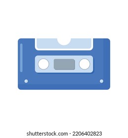 Vector graphic of cassette tape. Blue vintage cassette tape illustration with flat design style. Suitable for content design assets