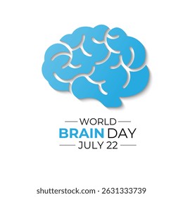 Gráfico vetorial de Celebrate World Brain Day em 22 de julho. Uma iniciativa global dedicada a aumentar a conscientização sobre saúde cerebral. Estetoscópio e ícone do cérebro. Modelo de design de plano de fundo do cartaz do banner.