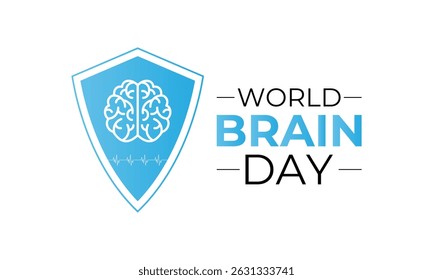 Gráfico vetorial de Celebrate World Brain Day em 22 de julho. Uma iniciativa global dedicada a aumentar a conscientização sobre saúde cerebral. Estetoscópio e ícone do cérebro. Modelo de design de plano de fundo do cartaz do banner.
