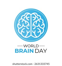 Gráfico vetorial de Celebrate World Brain Day em 22 de julho. Uma iniciativa global dedicada a aumentar a conscientização sobre saúde cerebral. Estetoscópio e ícone do cérebro. Modelo de design de plano de fundo do cartaz do banner.