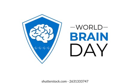 Gráfico vetorial de Celebrate World Brain Day em 22 de julho. Uma iniciativa global dedicada a aumentar a conscientização sobre saúde cerebral. Estetoscópio e ícone do cérebro. Modelo de design de plano de fundo do cartaz do banner.