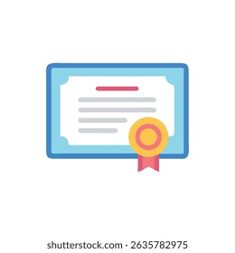 Vector graphic certificate icon with seal on White Background