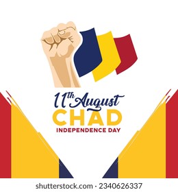 Vector graphic of Chad Independence Day for greeting card with clenched fist,