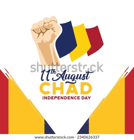 Vector graphic of Chad Independence Day for greeting card with clenched fist,