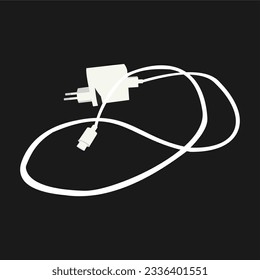 Vector graphic of charger icon flat illustration on black background. This charger illustration is perfect for advertisement, template, covers, stickers and icons etc.