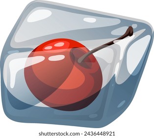 Vector graphic of a cherry frozen in ice