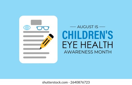 Vector graphic of Children's Eye Health and Safety Awareness Month. Protect Young Vision Early. Creating for web banner, cards, prints, social media, poster, flyer and background design template.