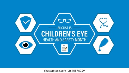 Vector graphic of Children's Eye Health and Safety Awareness Month. Protect Young Vision Early. Creating for web banner, cards, prints, social media, poster, flyer and background design template.