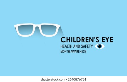 Vector graphic of Children's Eye Health and Safety Awareness Month. Protect Young Vision Early. Creating for web banner, cards, prints, social media, poster, flyer and background design template.