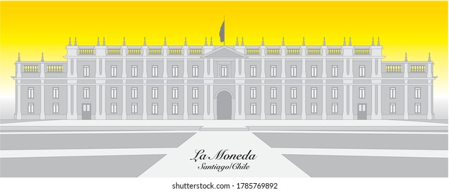 Vector graphic of the Chilean presidential palace La Moneda in Santiago