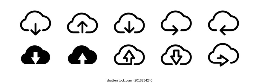 Vector graphic of cloud download icon collection | cloud upload