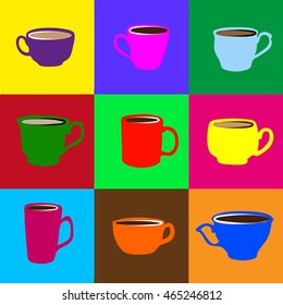 A vector graphic of coffee cup icon.