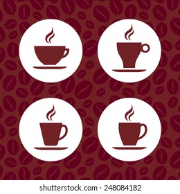 A vector graphic of coffee cup icons.