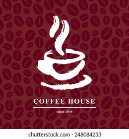 A vector graphic of coffee label and tag, calligraphic style.