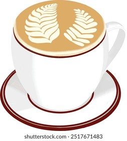 Vector graphic of coffee latte with latte art. Good for coffee shop menu design.