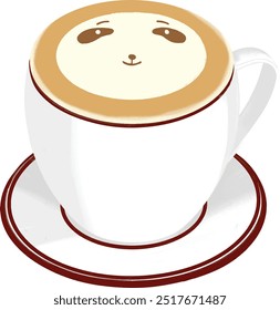 Vector graphic of coffee latte with latte art. Good for coffee shop menu design.
