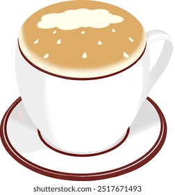 Vector graphic of coffee latte with latte art. Good for coffee shop menu design.