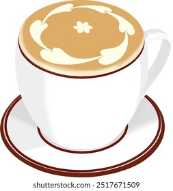 Vector graphic of coffee latte with latte art. Good for coffee shop menu design.
