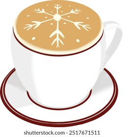 Gráfico de Vector de café con leche con latte art. Bueno para el diseño del menú de la cafetería.