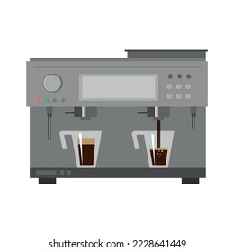 Vector graphic coffee machine on white background. Kitchen applience, ofice equipment, coffe device, household concept.