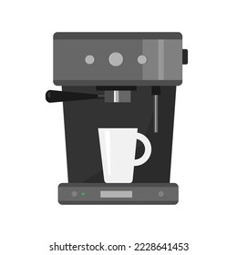 Vector graphic coffee machine on white background. Kitchen applience, ofice equipment, coffe device, household concept.