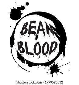 Gráfico vectorial de un anillo de café y texto que dice sangre de frijol