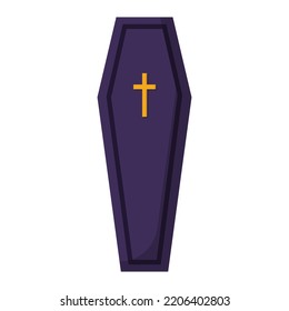 Vector graphic of coffin. Dark purple coffin illustration with flat design style. Suitable for content design assets