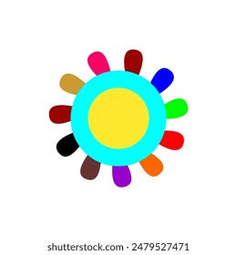 Vector graphic of Collection of Floral Design Elements with Different Colors Isolated. Drawing sketches for children
