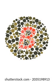 Vector graphic of Color blind test design. The Letter B cunningly hid inside an Ishihara inspired design.

