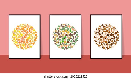 gráfico vectorial de prueba de color ciego. Ishihara Test daltonismo color ceguera percepción de la enfermedad letra de prueba z prueba de ceguera set. concepto de diagnóstico de la vista.
