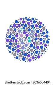 Vector graphic of Color blind test design. The Letter V cunningly hid inside an Ishihara inspired design. vector eps10.

