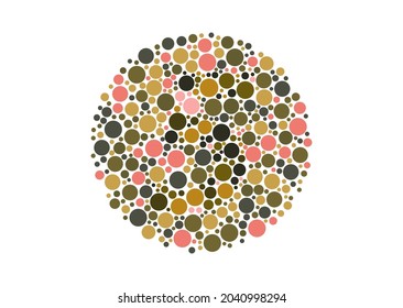 Vector graphic of Color blind test design. The number 5 cunningly hid inside an Ishihara inspired design. A color blindness test shaped color test plate with the number 5. vector eps10.
