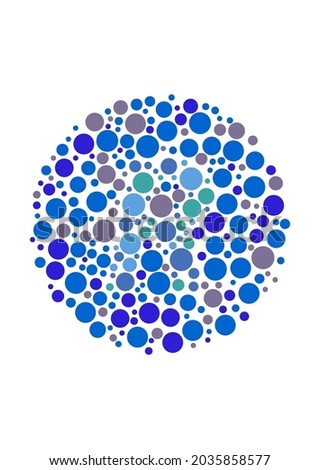 Vector graphic of Color blind test design. The Letter R cunningly hid inside an Ishihara inspired design. Color blind test Concept. vector eps10.
