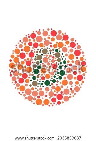 Vector graphic of Color blind test design. The Letter D cunningly hid inside an Ishihara inspired design. vector eps10.
