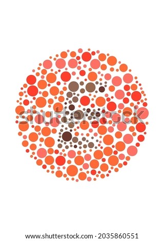 Vector graphic of Color blind test design. The Letter E cunningly hid inside an Ishihara inspired design. Color blind test Concept. vector eps10.
