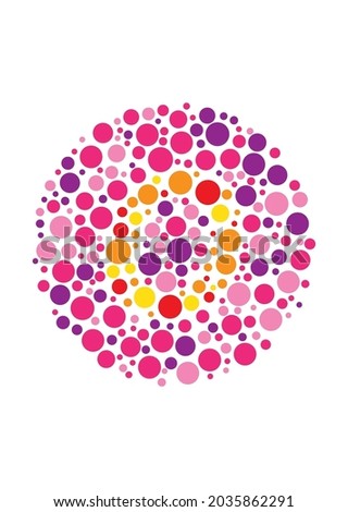 Vector graphic of Color blind test design. The Letter O cunningly hid inside an Ishihara inspired design. Color blind test Concept. vector eps10. good for your project design.